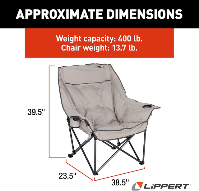Oversized High-Back Padded Camping Chair with Dual Cup Holders