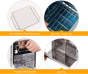 Foldable Stainless Steel Wood-Burning Camp Stove with Grill Grate and Ash Tray