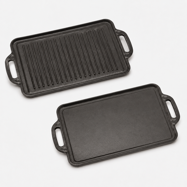 Reversible Cast Iron Grill & Griddle Plate