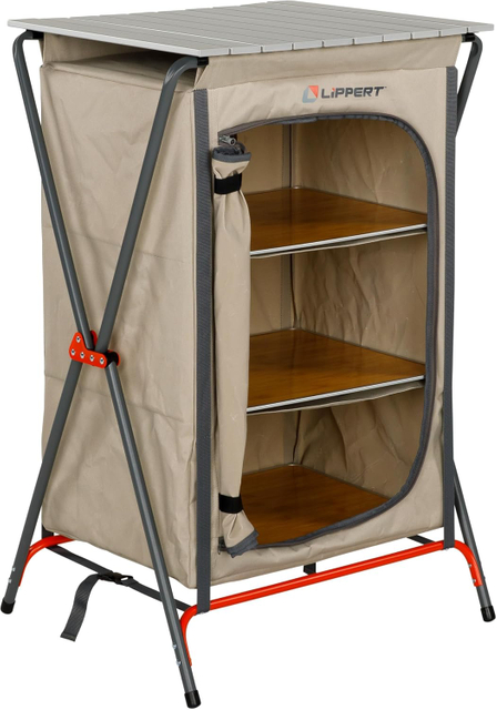 Foldable Camping Pantry Cupboard with Hardtop Work Surface And Adjustable Shelves