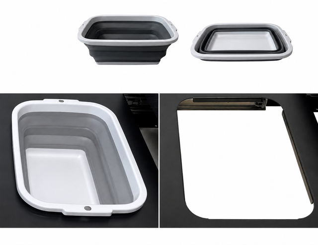 Camper Trailer Slide-Out Kitchen Module with Sink, Stove Platform And Storage