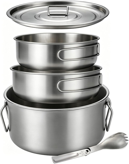 Ultralight 3-Piece Titanium Camping Cookware Set