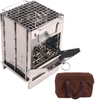 Foldable Stainless Steel Wood-Burning Camp Stove with Grill Grate and Ash Tray