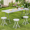 6 Ft Folding Camping Table And 4 Stool Set